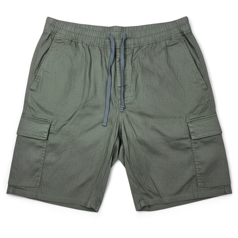 VINCE NWOT Linen Blend Shorts Men's XL Olive Drawstring Cargo Minimal Luxury